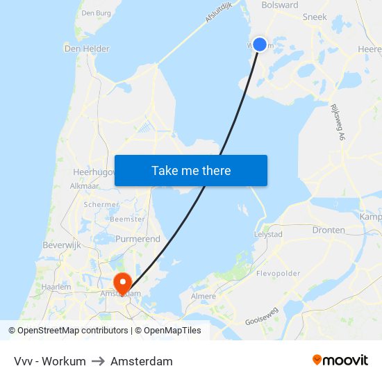 Vvv - Workum to Amsterdam map