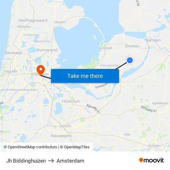 Jh Biddinghuizen to Amsterdam map