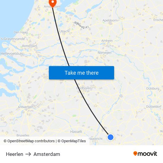 Heerlen to Amsterdam map