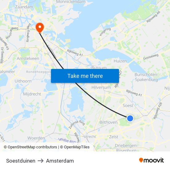 Soestduinen to Amsterdam map