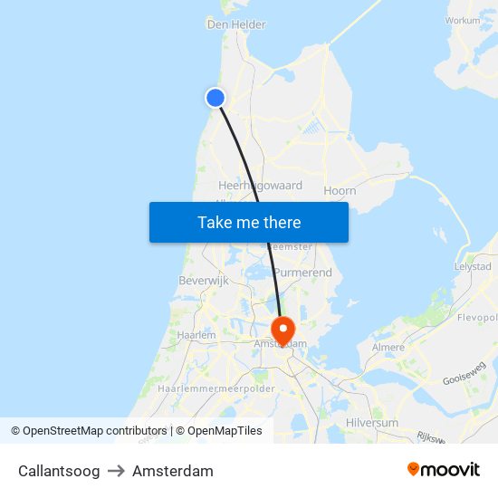 Callantsoog to Amsterdam map