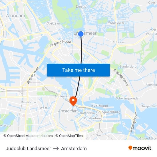 Judoclub Landsmeer to Amsterdam map