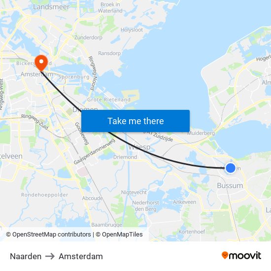 Naarden to Amsterdam map