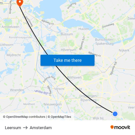 Leersum to Amsterdam map