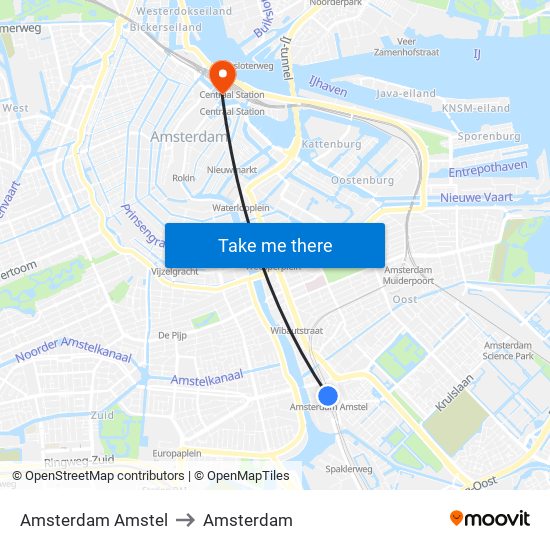 Amsterdam Amstel to Amsterdam map