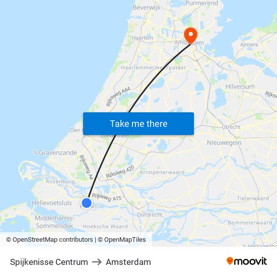 Spijkenisse Centrum to Amsterdam map