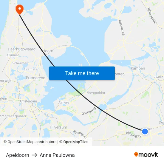Apeldoorn to Anna Paulowna map