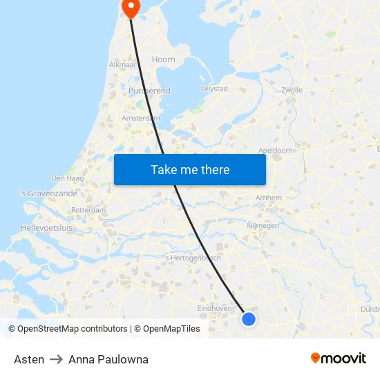 Asten to Anna Paulowna map