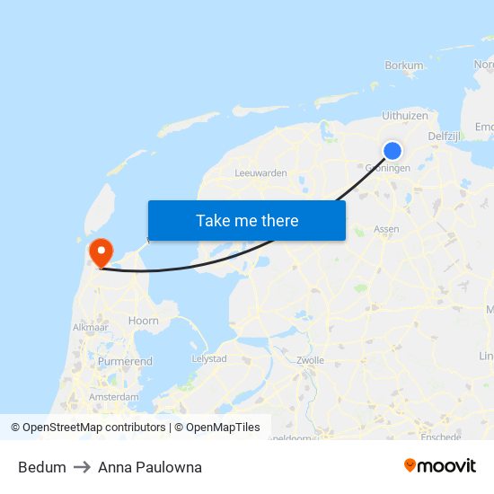 Bedum to Anna Paulowna map