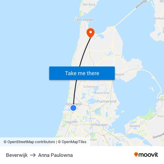 Beverwijk to Anna Paulowna map