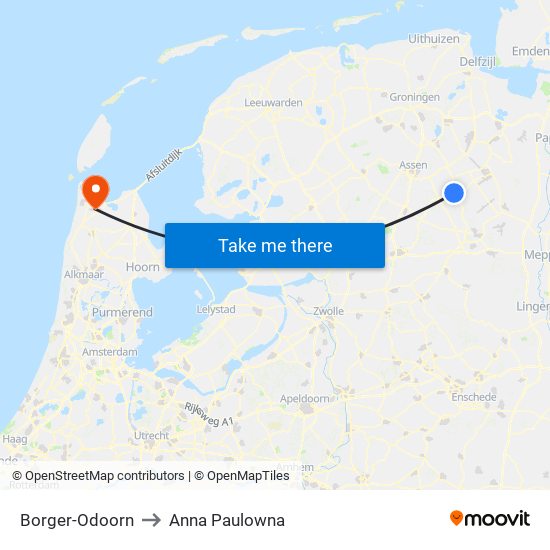 Borger-Odoorn to Anna Paulowna map