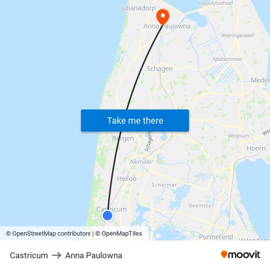 Castricum to Anna Paulowna map