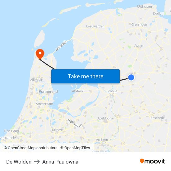 De Wolden to Anna Paulowna map