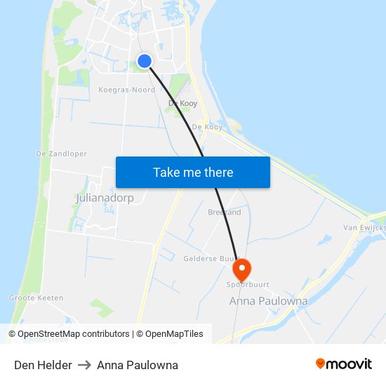 Den Helder to Anna Paulowna map