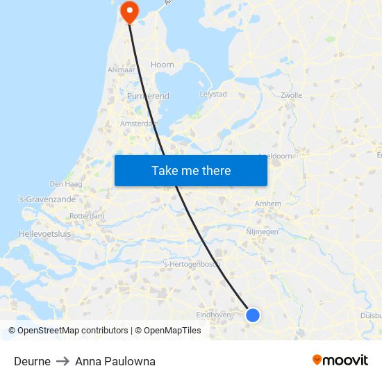 Deurne to Anna Paulowna map