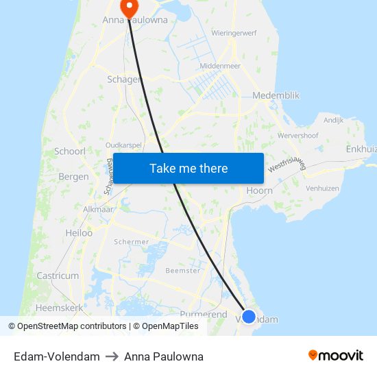 Edam-Volendam to Anna Paulowna map