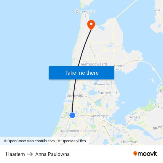 Haarlem to Anna Paulowna map