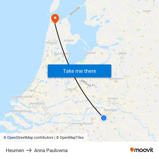 Heumen to Anna Paulowna map