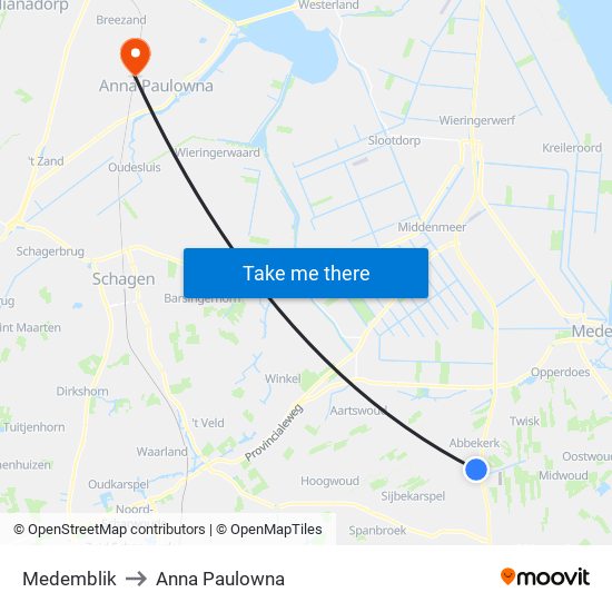 Medemblik to Anna Paulowna map