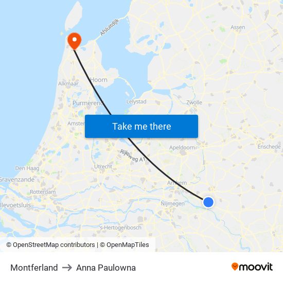 Montferland to Anna Paulowna map