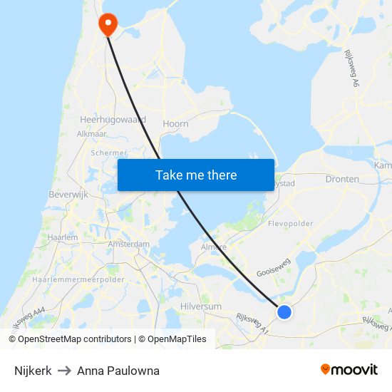 Nijkerk to Anna Paulowna map