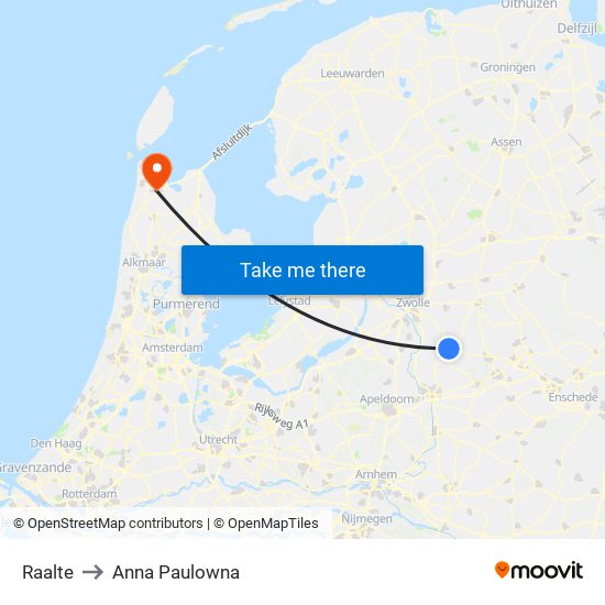 Raalte to Anna Paulowna map