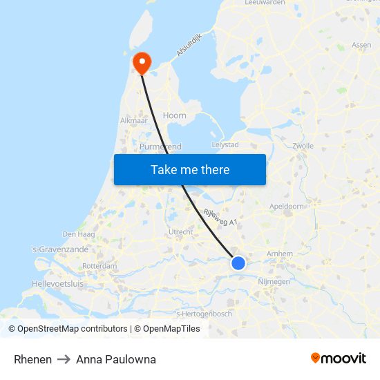 Rhenen to Anna Paulowna map