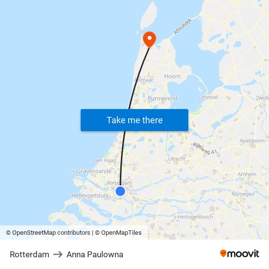 Rotterdam to Anna Paulowna map