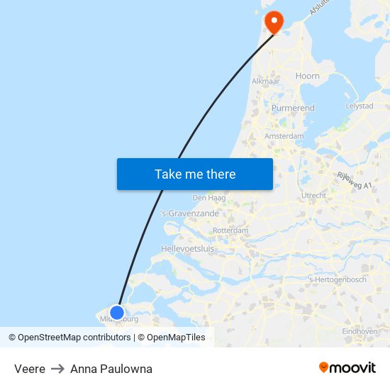 Veere to Anna Paulowna map