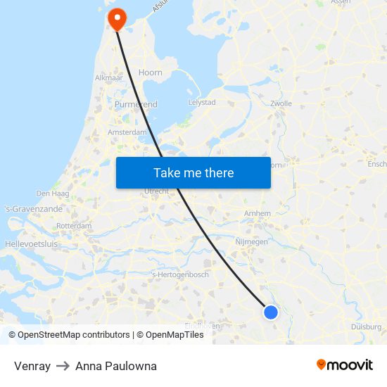 Venray to Anna Paulowna map