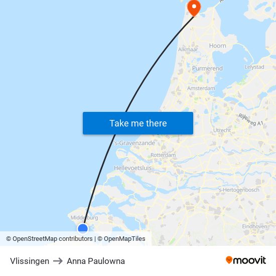 Vlissingen to Anna Paulowna map