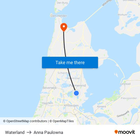 Waterland to Anna Paulowna map