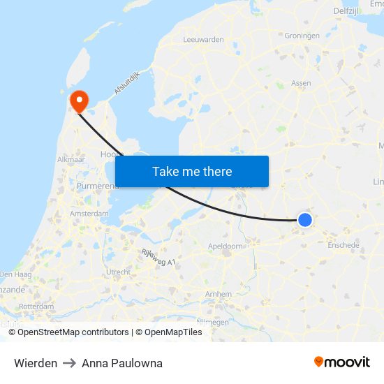 Wierden to Anna Paulowna map