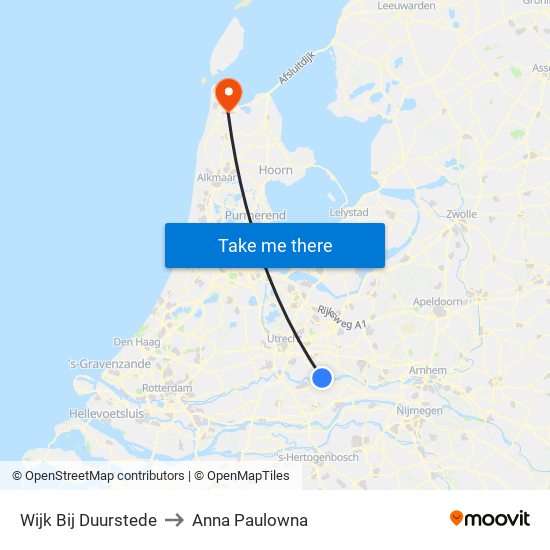 Wijk Bij Duurstede to Anna Paulowna map