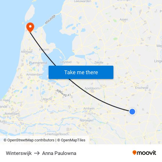 Winterswijk to Anna Paulowna map