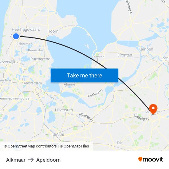 Alkmaar to Apeldoorn map