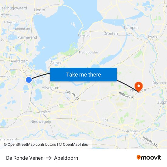 De Ronde Venen to Apeldoorn map