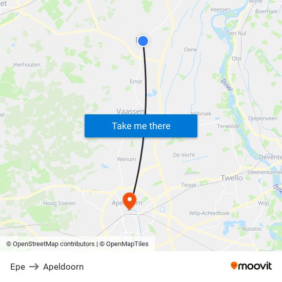 Epe to Apeldoorn map