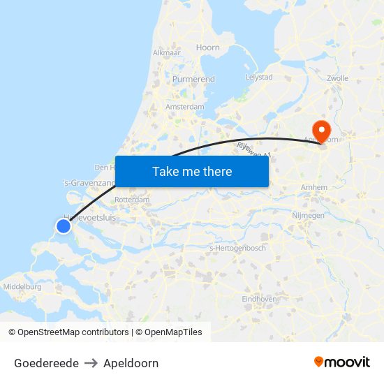 Goedereede to Apeldoorn map