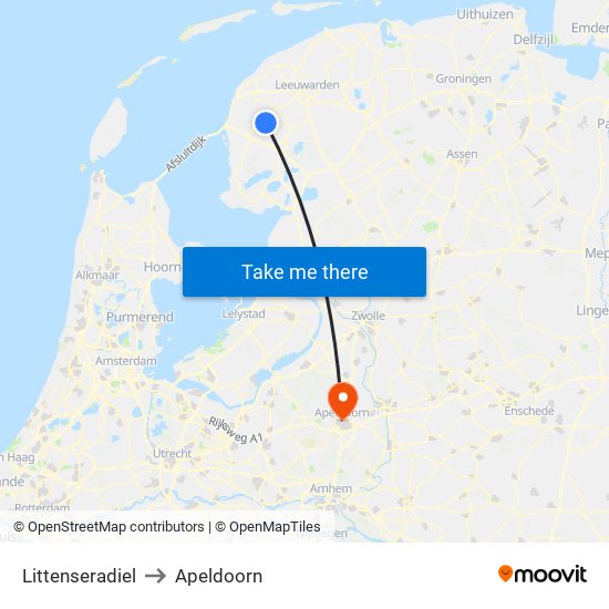 Littenseradiel to Apeldoorn map