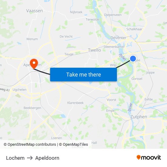 Lochem to Apeldoorn map