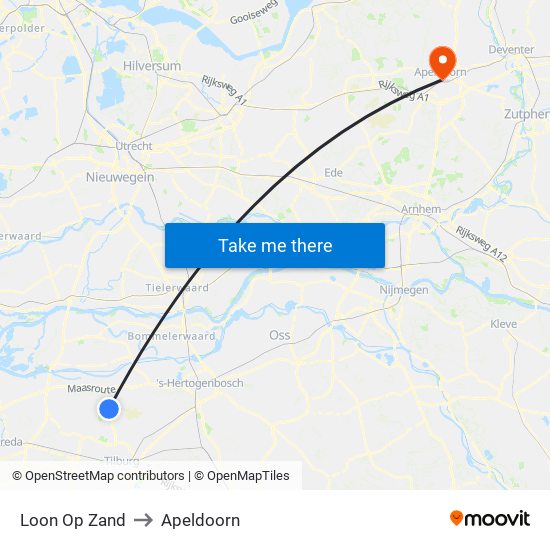 Loon Op Zand to Apeldoorn map