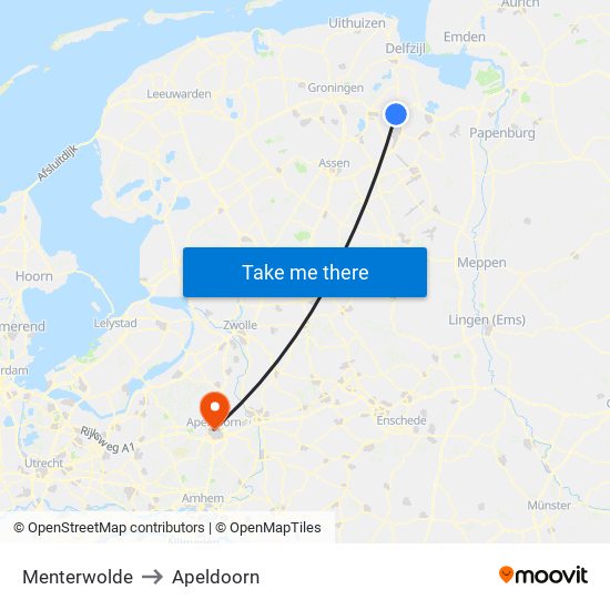 Menterwolde to Apeldoorn map