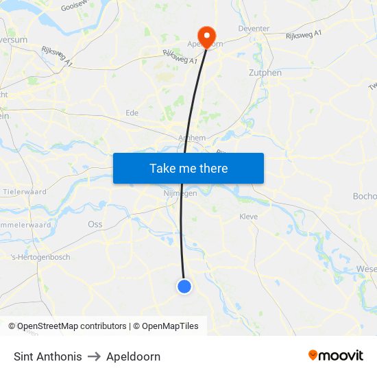 Sint Anthonis to Apeldoorn map