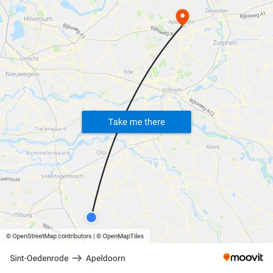 Sint-Oedenrode to Apeldoorn map