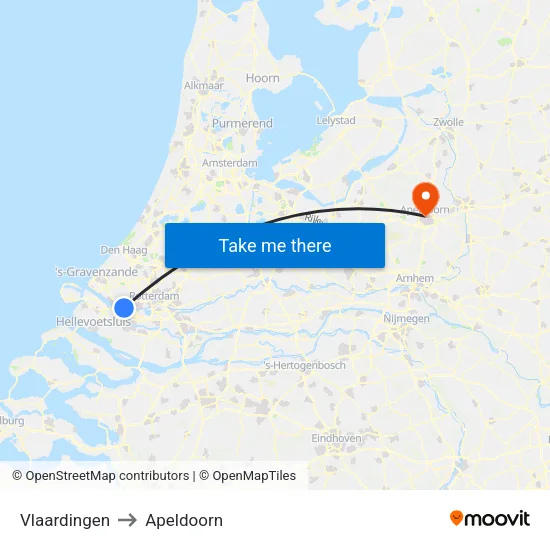 Vlaardingen to Apeldoorn map