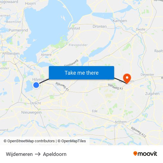 Wijdemeren to Apeldoorn map