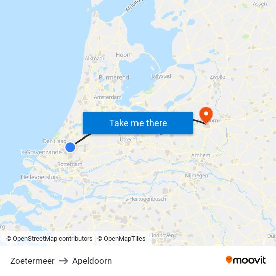 Zoetermeer to Apeldoorn map