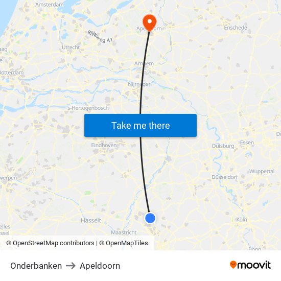 Onderbanken to Apeldoorn map