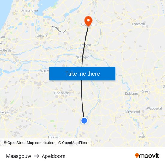 Maasgouw to Apeldoorn map